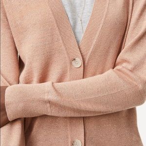 Loft Rose Gold Shimmer Boyfriend Cardigan